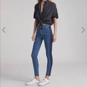 Rag & Bone JEAN The Skinny Two-Tone High Rise Jeans Sz 29 Blue Denim Made in USA